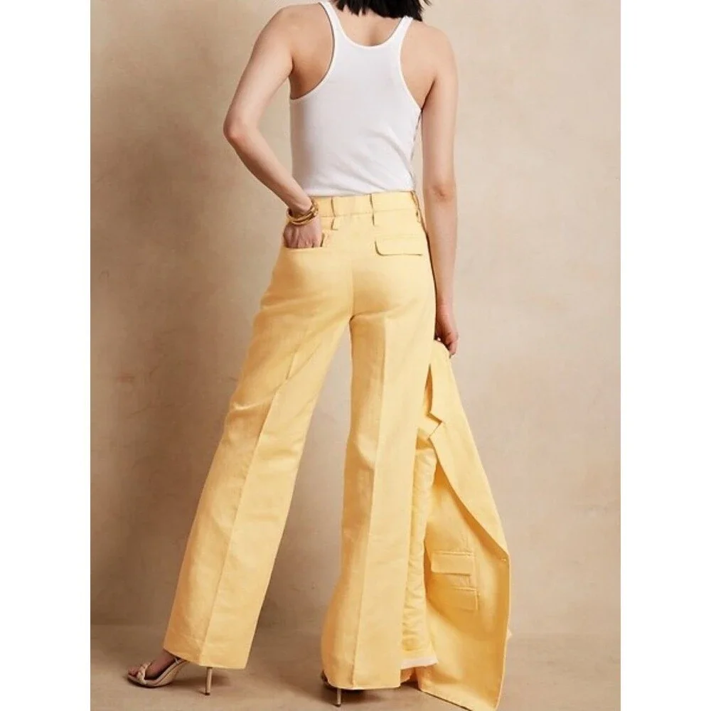 NWT Banana Republic Islet Pants Women's 4 Soft Yellow Business Casual |MSRP 150